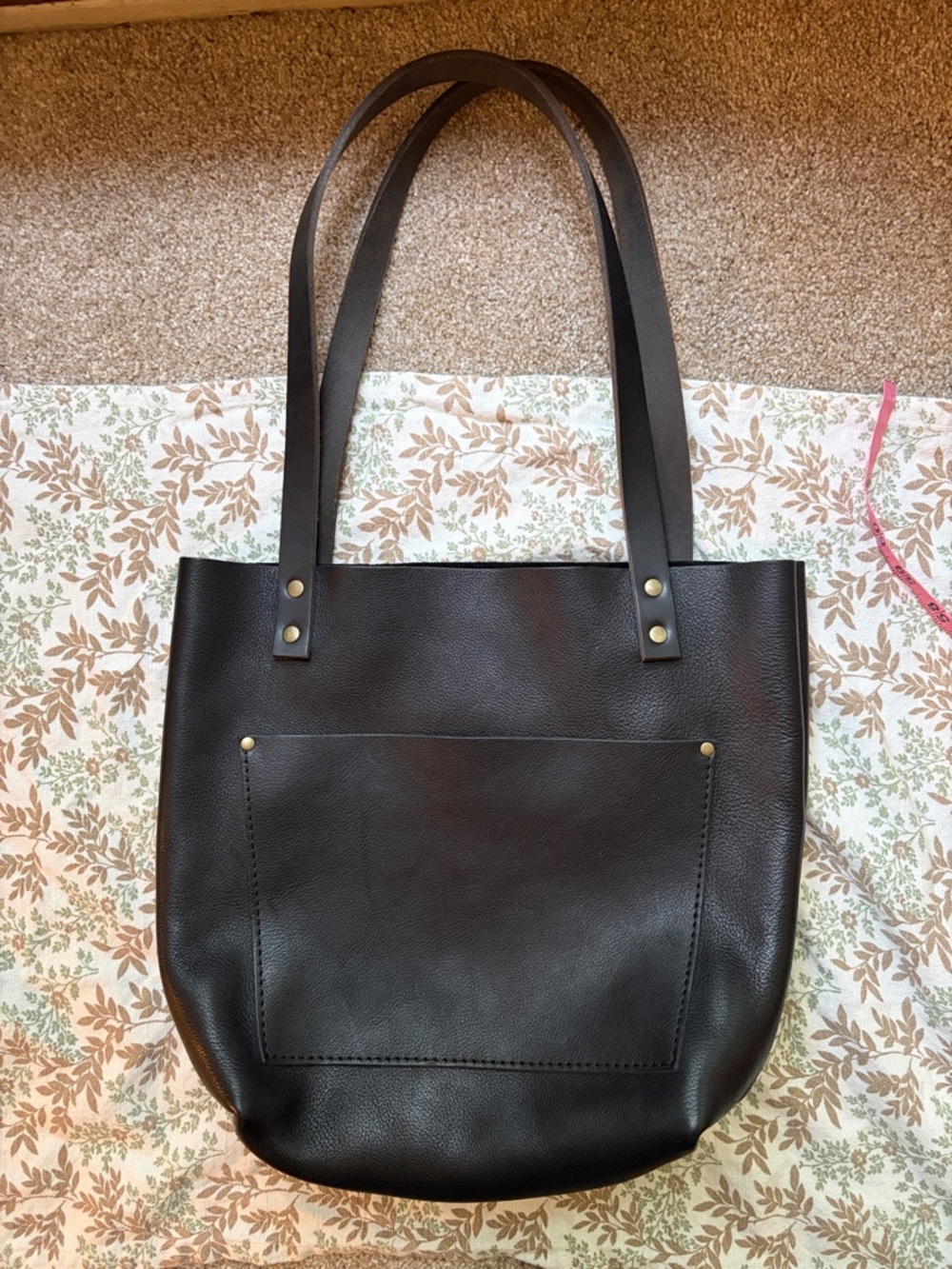 Portland leather GoodsClassic Black pebbled Leather Tote Bag